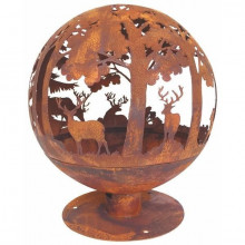 Semineu de exterior rotund cu scene din padure