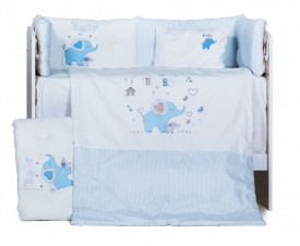 Спален комплект Бродерия Слонче бебе синьо