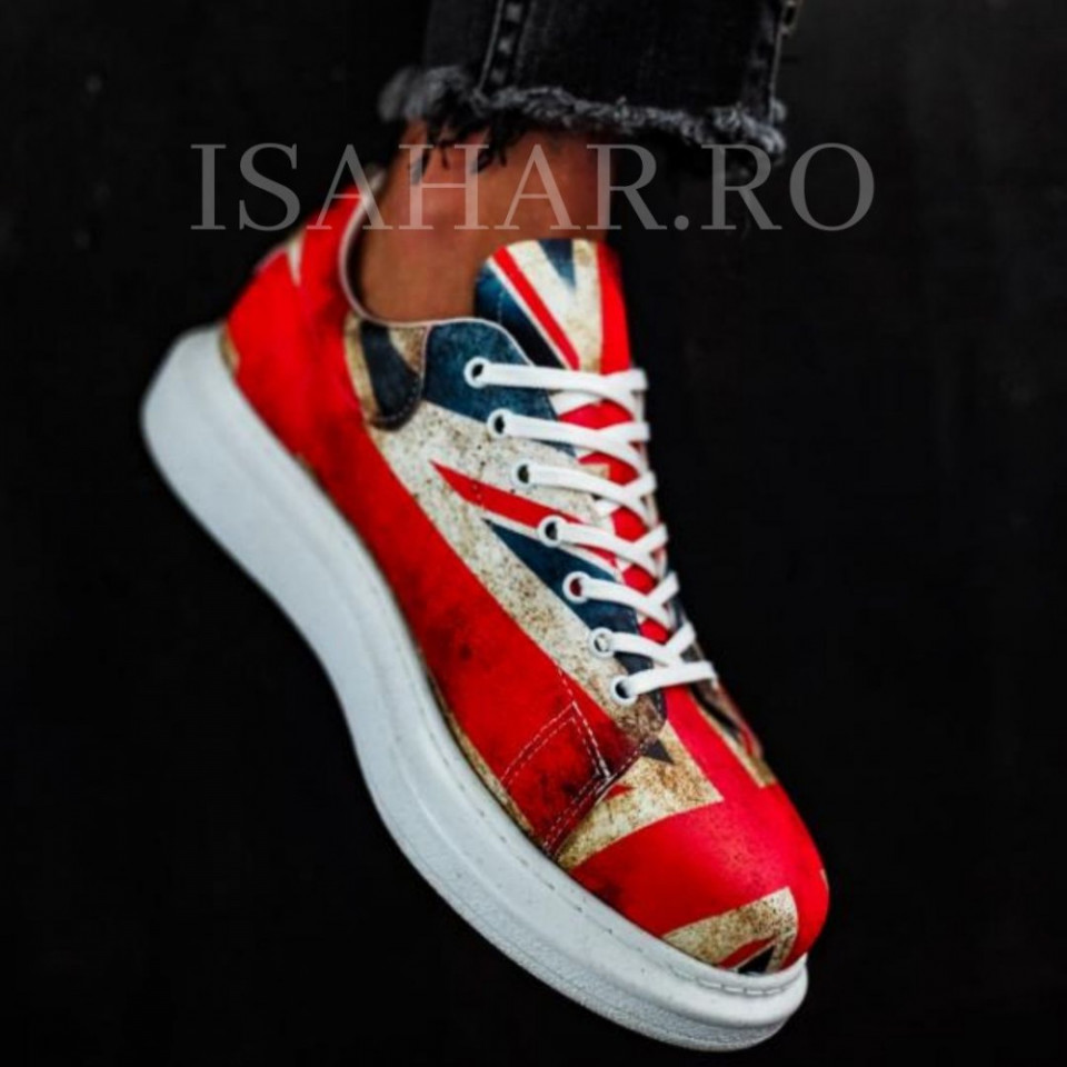Pantofi sport barbati, cu imprimeu colorat si talpa din spuma, ISAHAR