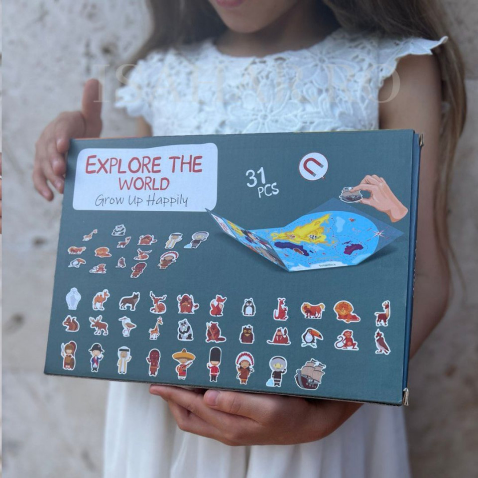 Puzzel educativ Magnetic, Exploreaza Lumea, 31 piese, ISAHAR