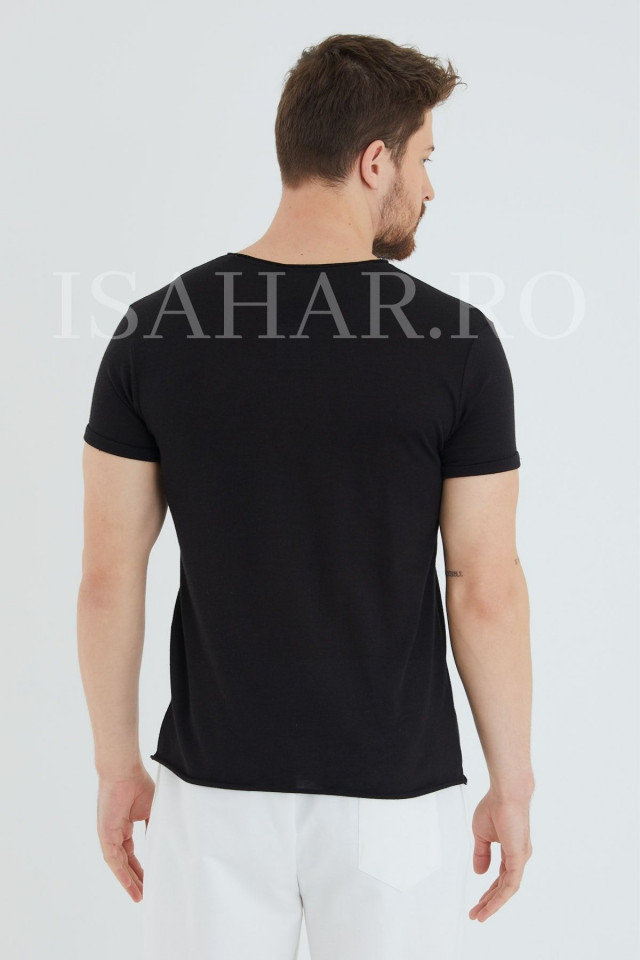 Tricou barbati , negru, simplu, model BREEZY premium, ISAHAR
