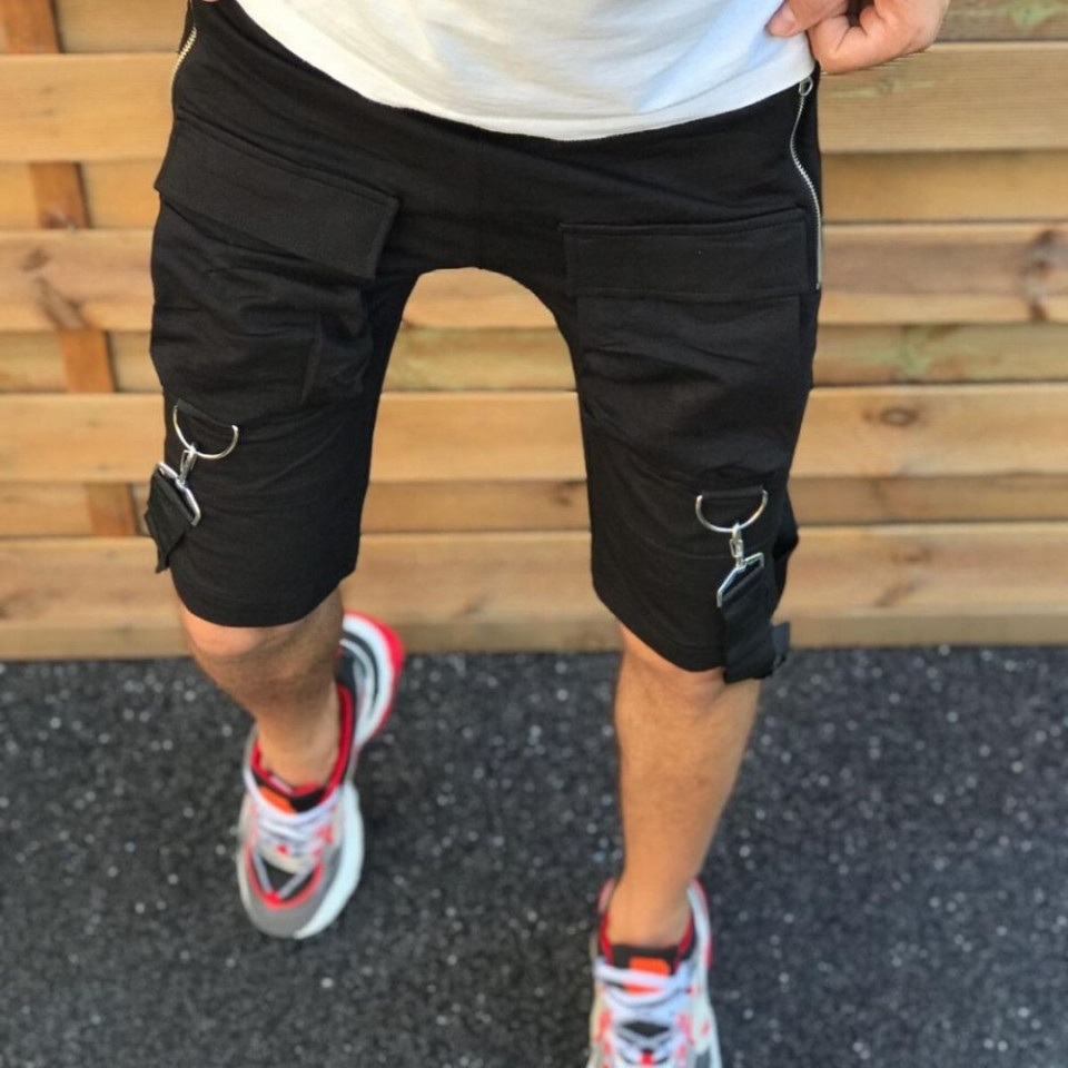 Pantaloni scurti barbati, negri, 2 buzunare frontale, ISAHAR