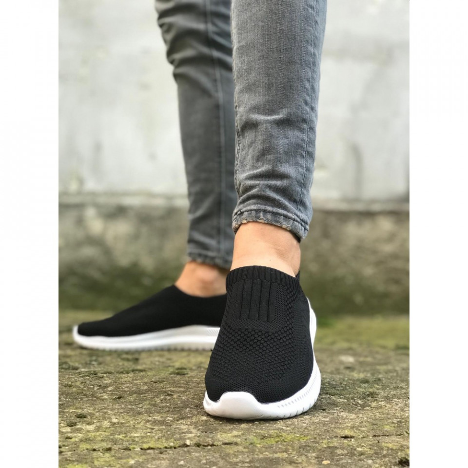 Pantofi sport negri, cu talpa flexibila din spuma, fara siret
