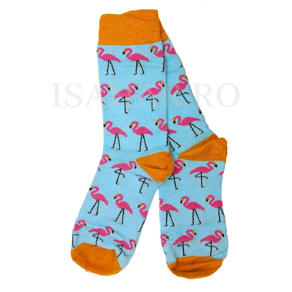 Sosete barbati din bumbac, model flamingo, ISAHAR