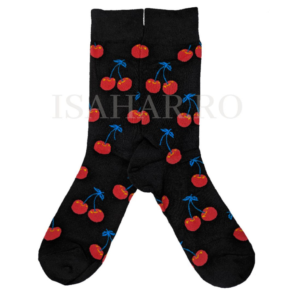Sosete din bumbac, negre, premium, model cireasa , calitate superioara, ISAHAR