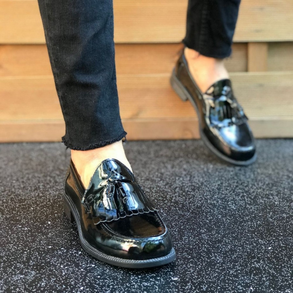 Mocasini barbati, din PIELE NATURALA, negri, casual, ISAHAR