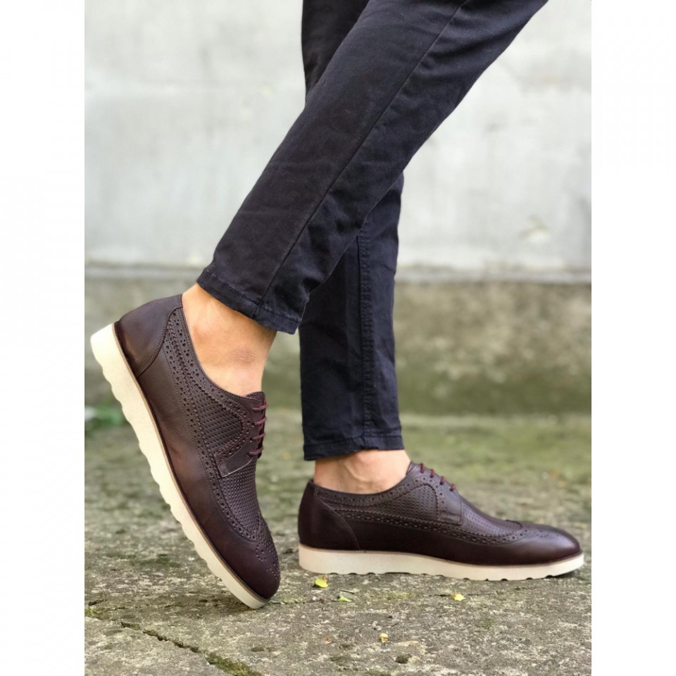 Pantofi eleganti barbati, maro, din PIELE NATURALA, ISAHAR