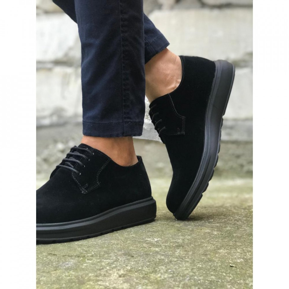 Pantofi sport barbati, negri, din piele ecologica, ISAHAR