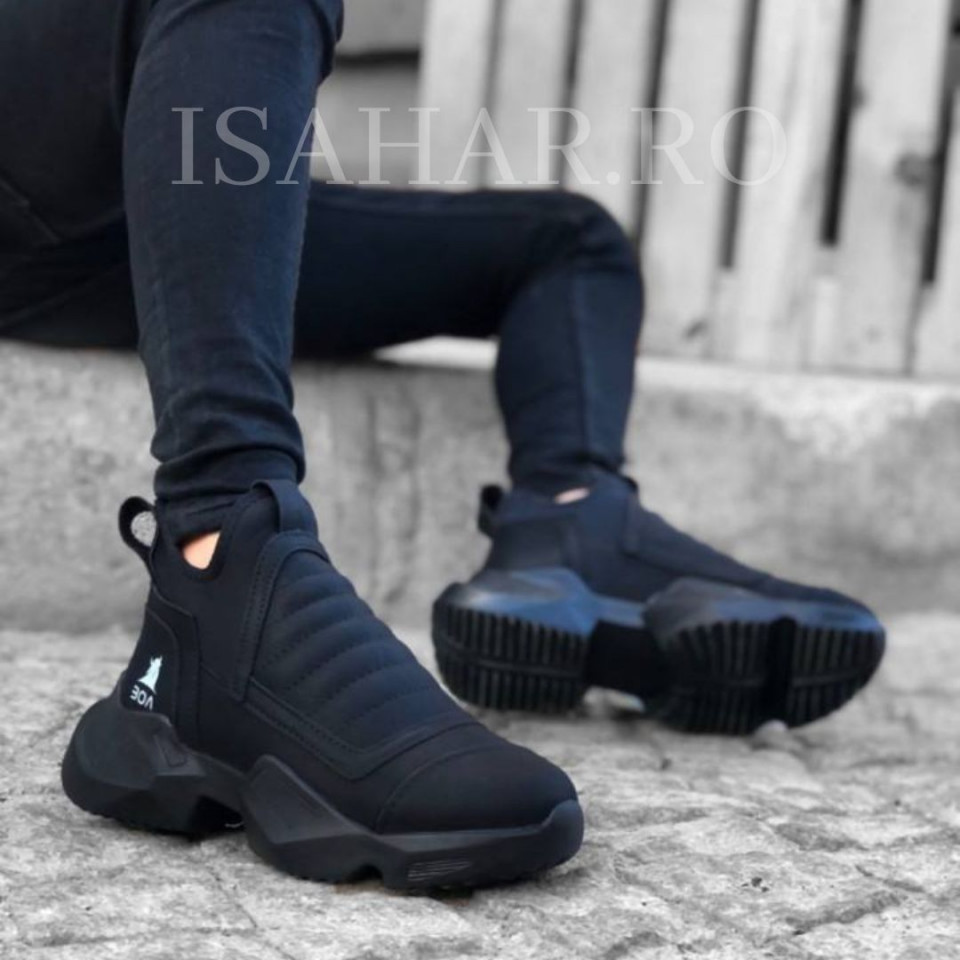 Pantofi sport barbati, negrii, cu talpa speciala, casual, ISAHAR