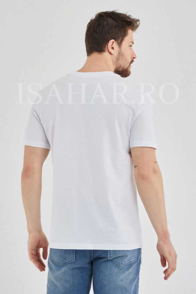 Tricou barbati, alb, model casual BREEZY, material premium , ISAHAR