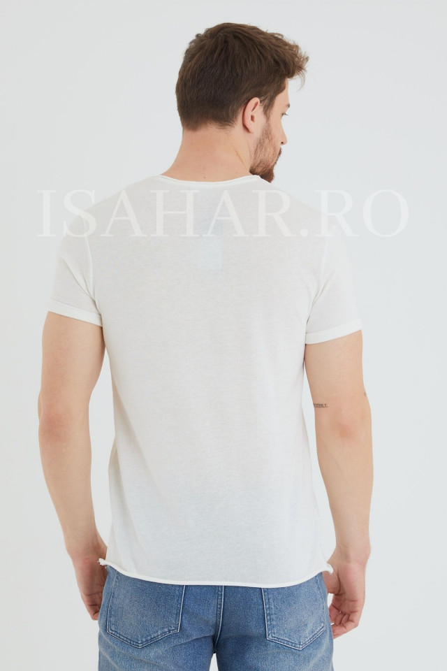 Tricou barbati BREEZY, alb, casual, din materiale premium, ISAHAR