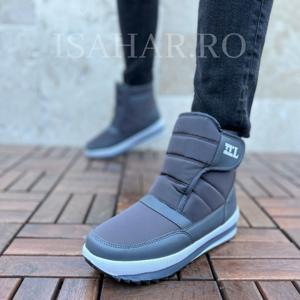 Ghete barbati, model casual gri, imblanite si impermeabile, Isahar
