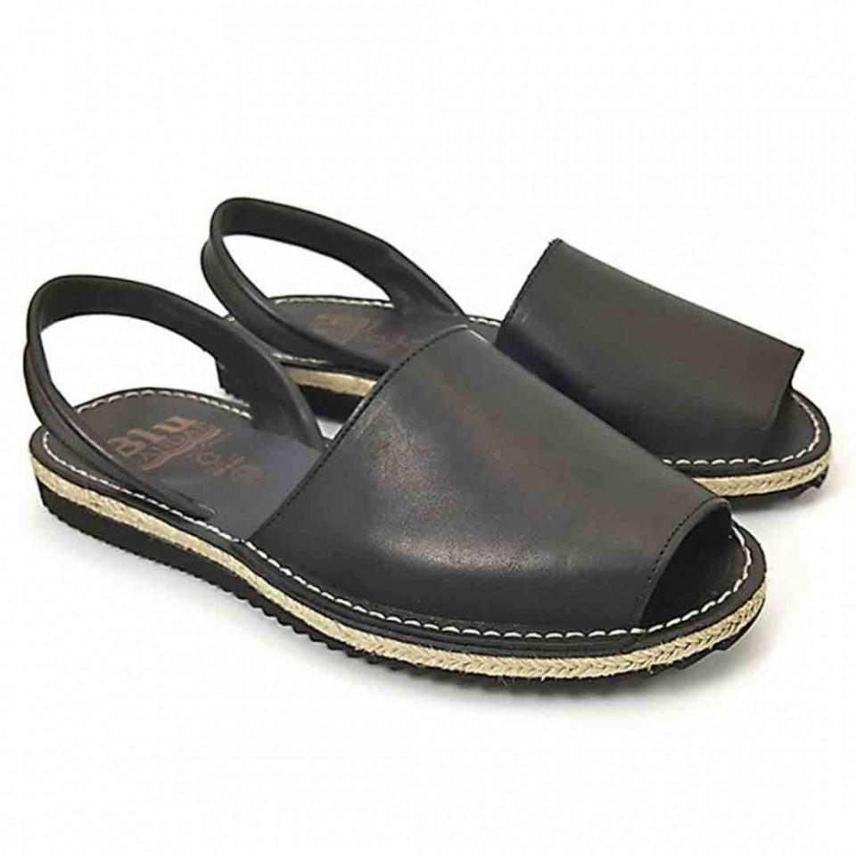 Sandale Avarca barbati negre, PIELE NATURALA, model casual, premium, Isahar