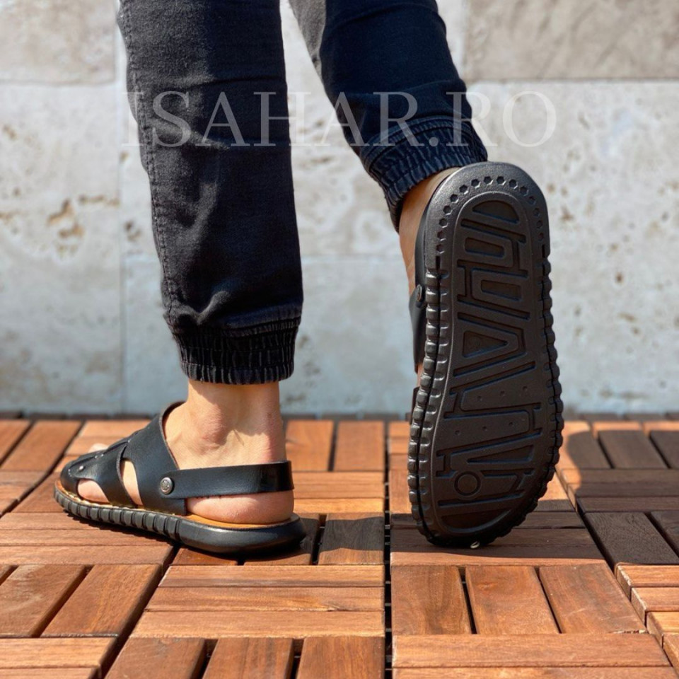 Sandale barbati, negre, model special, ISAHAR