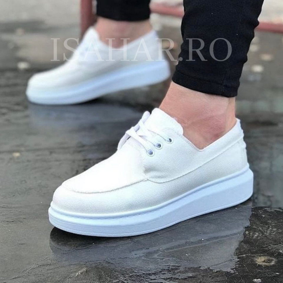 Pantofi sport barbati, albi, foarte usori si comozi, un model special, ISAHAR