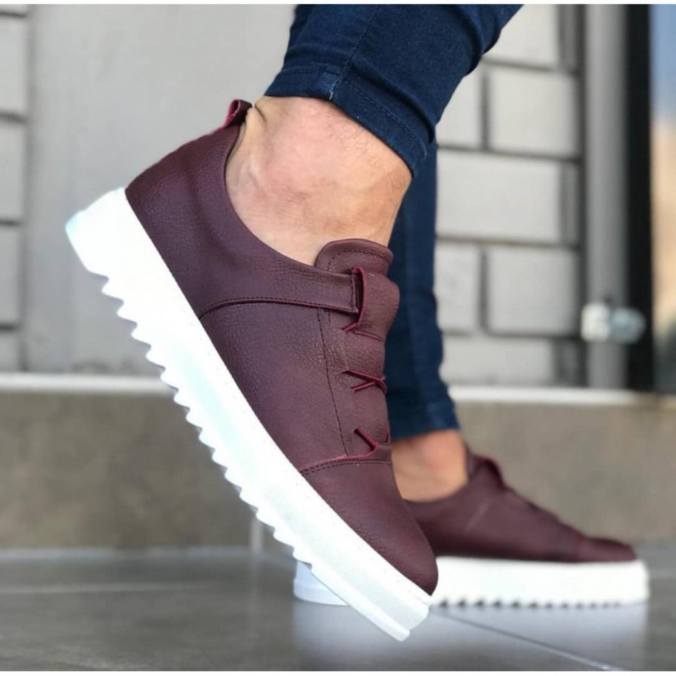 Pantofi sport barbati casual, grena, fara siret, cu talpa din spuma