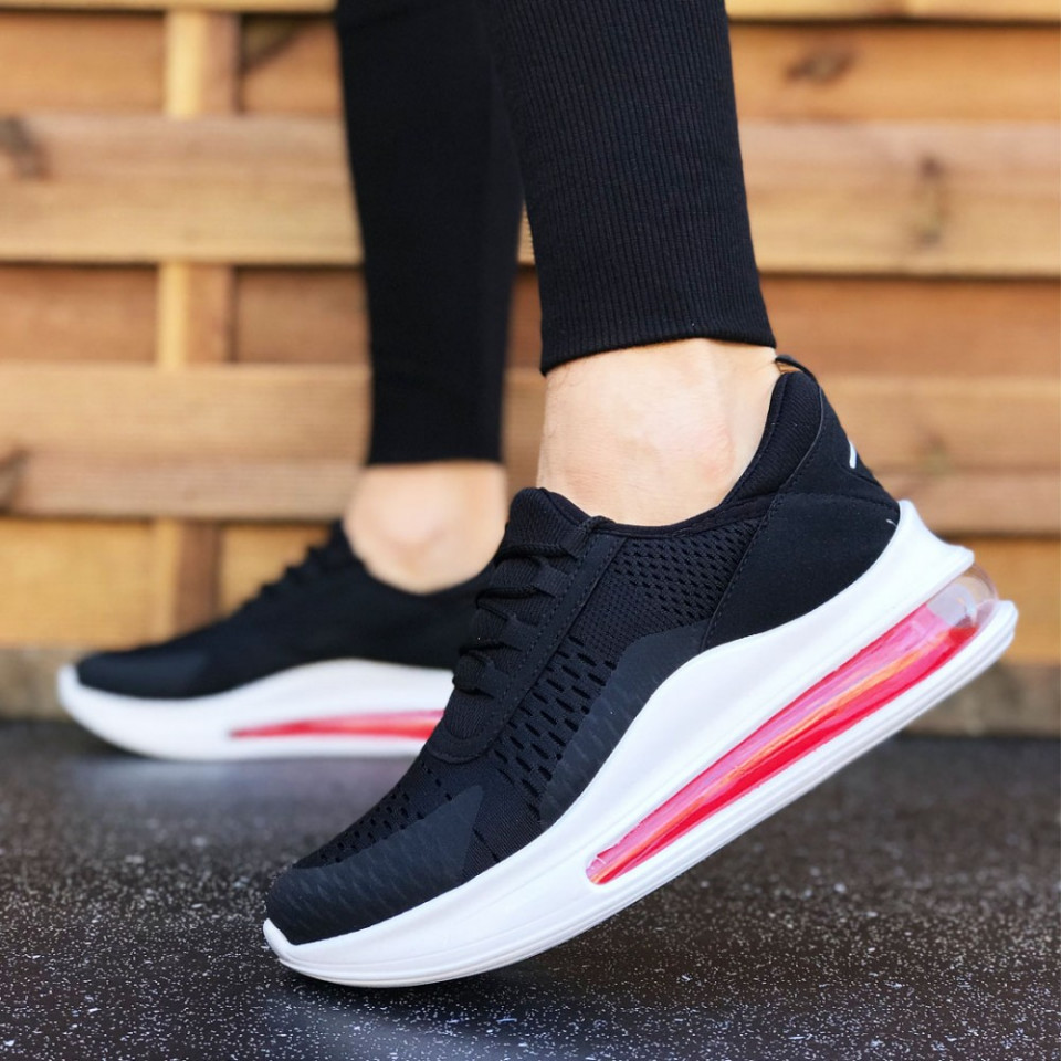 Pantofi sport barbati, negri, inchidere siret, cu talpa AIR MAX, ISAHAR