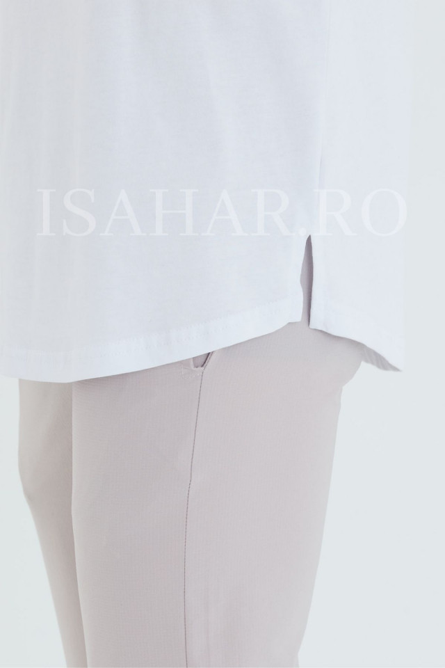 Tricou barbati simplu, alb, BREEZY, material premium , ISAHAR