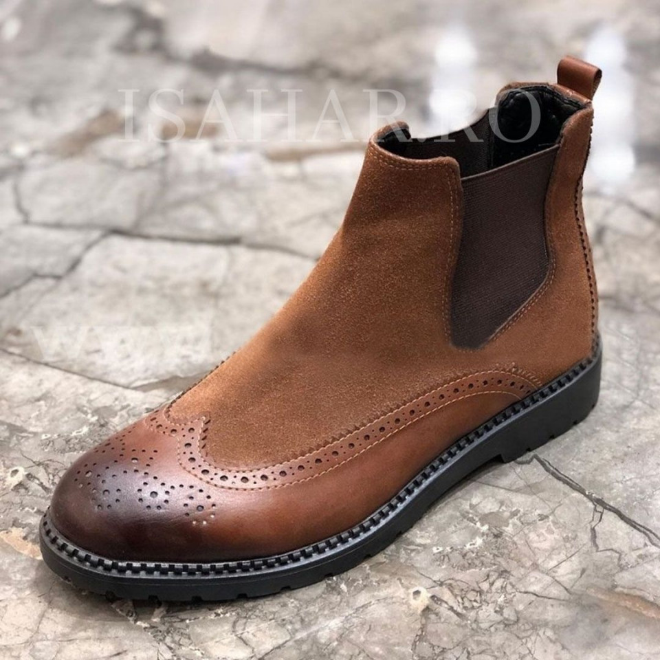 Ghete barbati, maro, model nou, casual, premium, Isahar