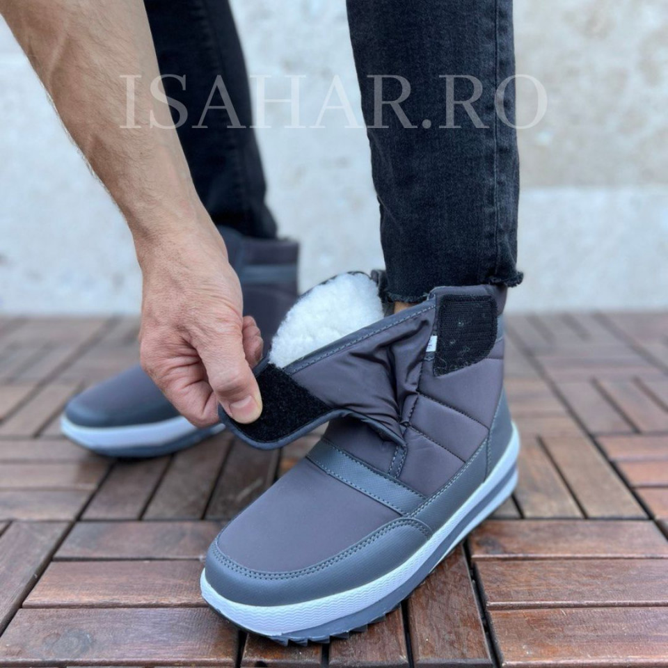 Ghete barbati, model casual gri, imblanite si impermeabile, Isahar