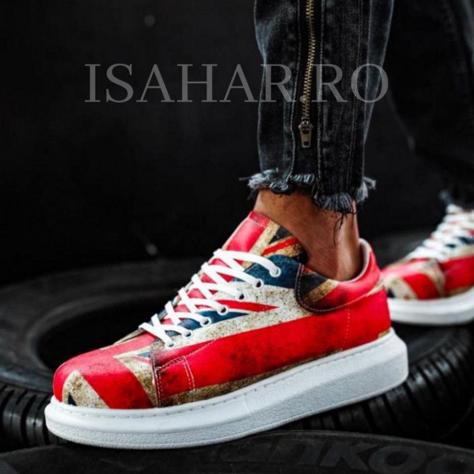 Pantofi sport barbati, cu imprimeu colorat si talpa din spuma, ISAHAR