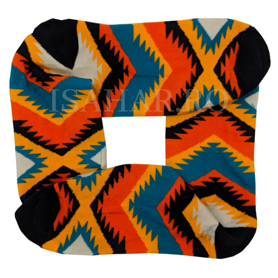 Sosete din bumbac premium, model multicolor, calitate superioara, ISAHAR