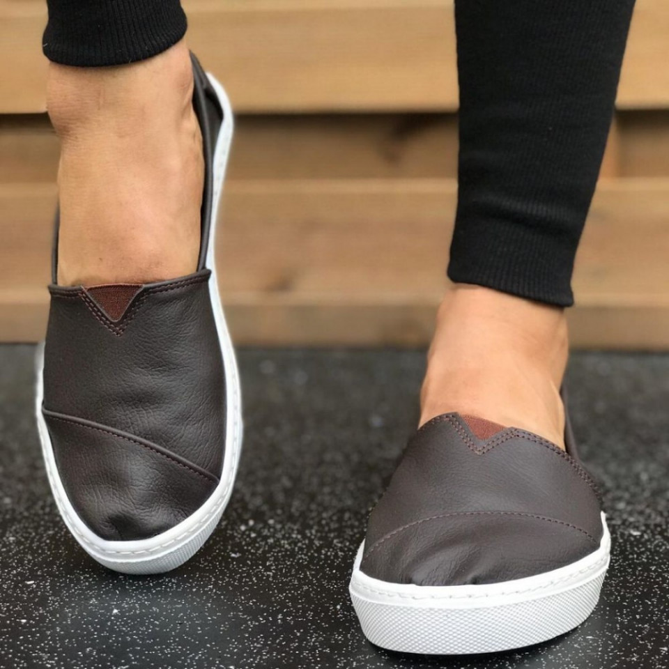 Espadrile barbati, maro, din PIELE NATURALA, ISAHAR
