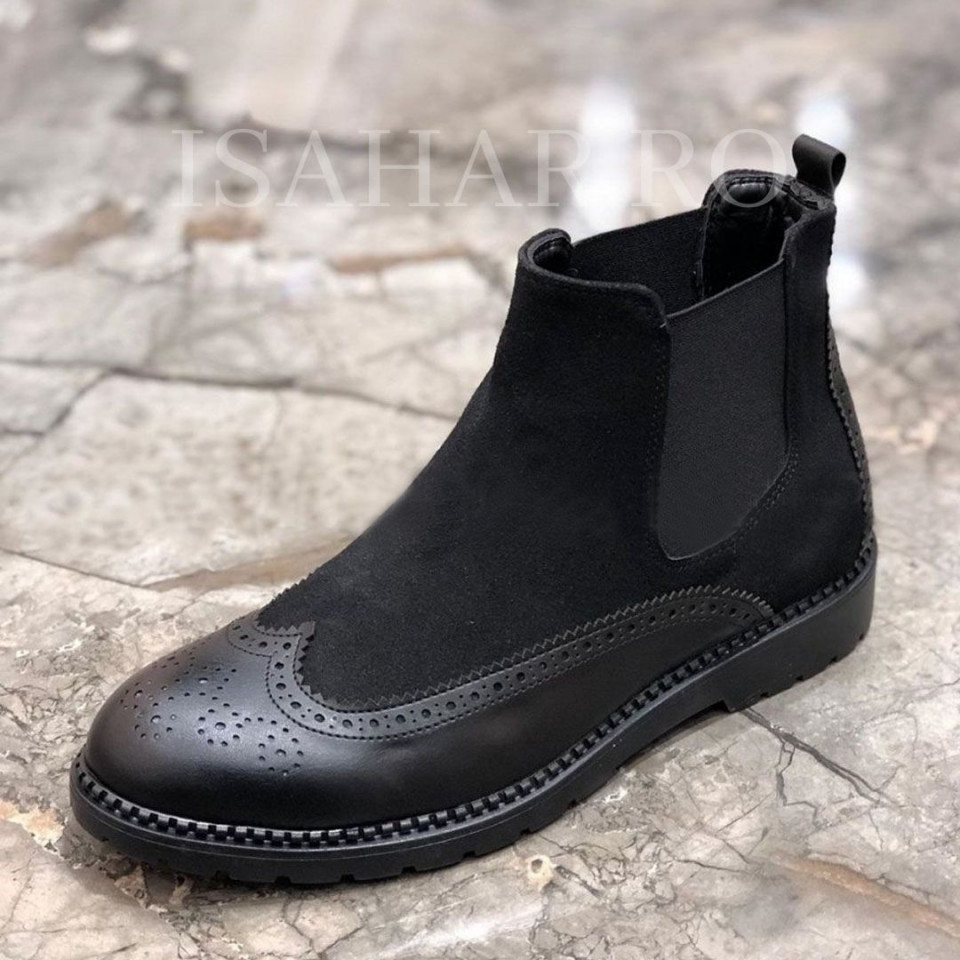 Ghete barbati, negre , model premium , talpa usoara, casual, Isahar