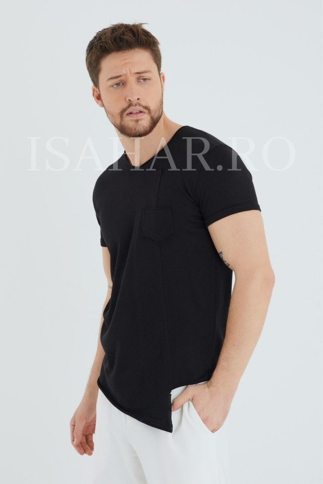 Tricou barbati , negru, simplu, model BREEZY premium, ISAHAR