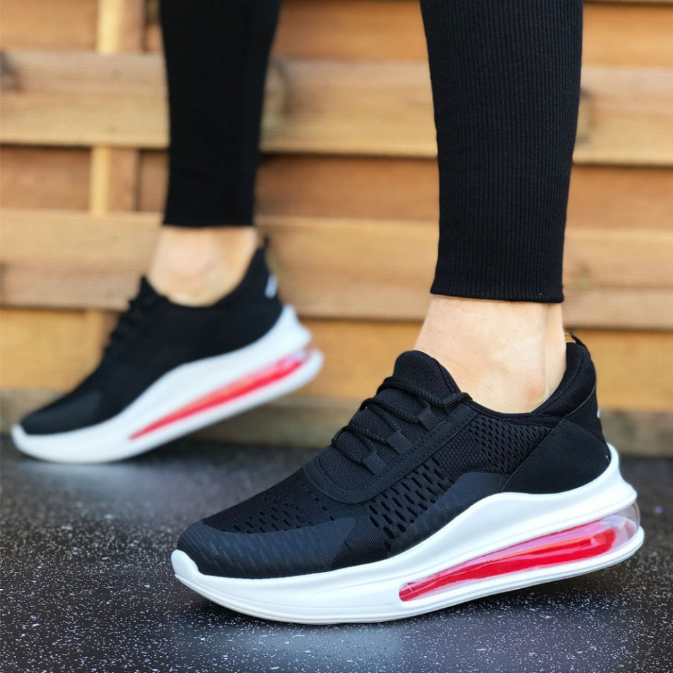 Pantofi sport barbati, negri, inchidere siret, cu talpa AIR MAX, ISAHAR