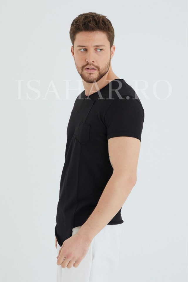 Tricou barbati , negru, simplu, model BREEZY premium, ISAHAR