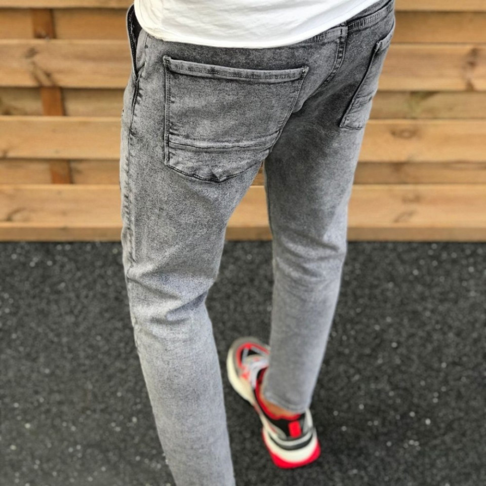 Blugi barbati, gri, croiala super sleem, material bumbac 97%, model premium, ISAHAR