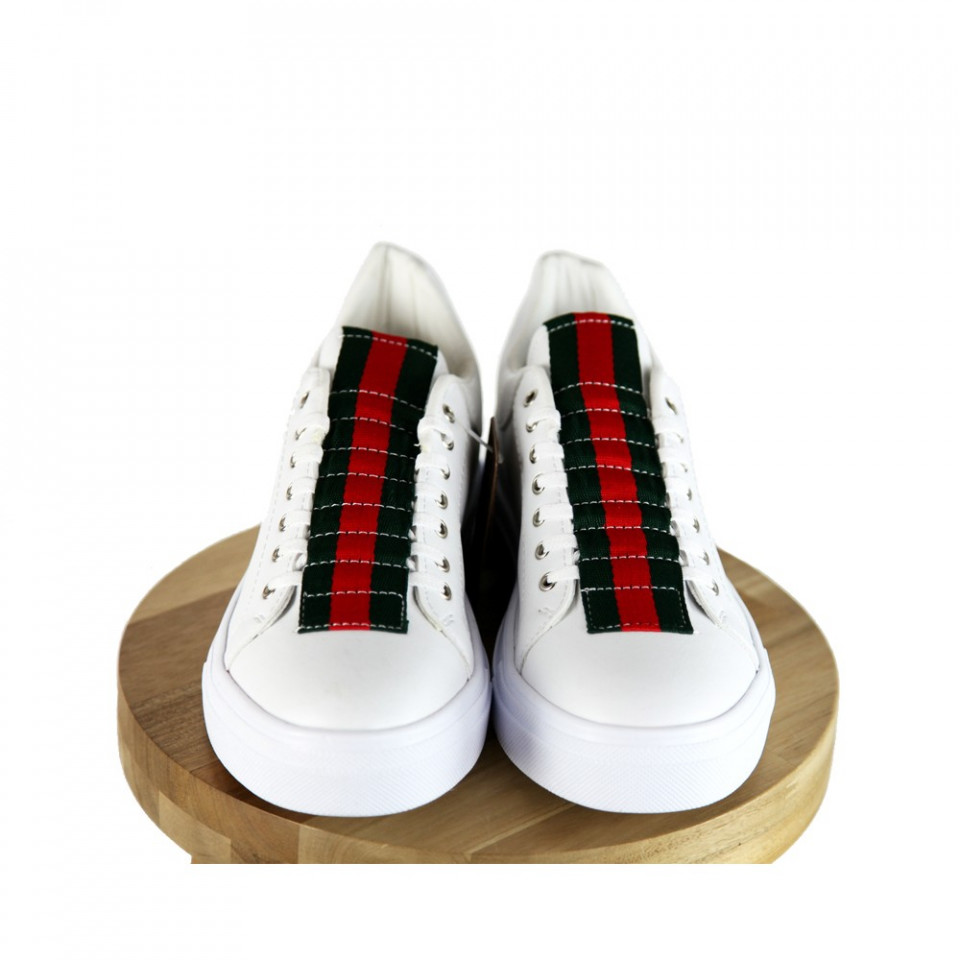 Pantofi sport barbati, albi, cu talpa cusuta, usori si comozi