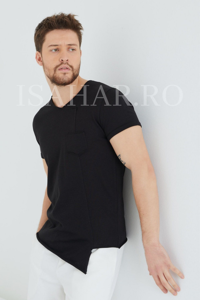 Tricou barbati , negru, simplu, model BREEZY premium, ISAHAR