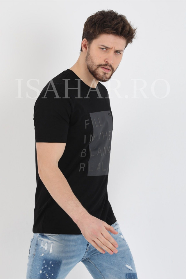 Tricou cu imprimeu pentru barbati , BREEZY, casual, din bumbac, ISAHAR