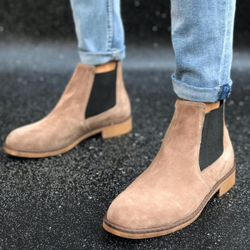 Ghete barbati casual, piele naturala maro, cusute, model casual, talpa flexibila