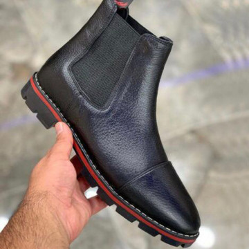 Ghete barbati, negre, 100% piele naturala premium, , talpa cusuta, Isahar