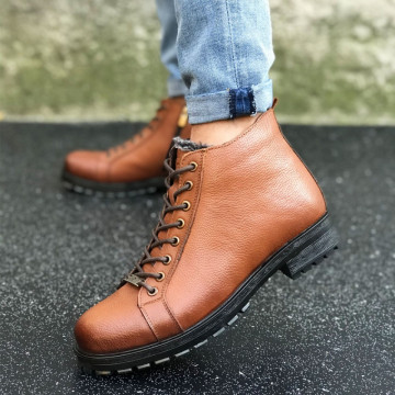 Ghete barbati piele naturala, model casual, interior imblanit