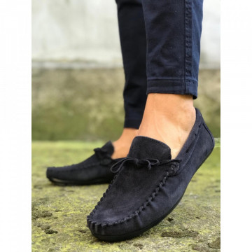 Mocasini barbati, bleumarin, din PIELE NATURALA, ISAHAR