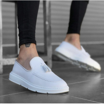 Mocasini barbati model casual, albi, super confortabili, talpa spuma, Isahar