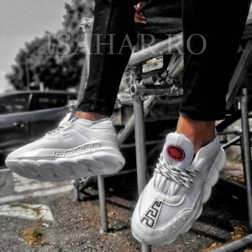Pantofi sport albi, talpa usoara spuma, foarte confortabili, model premium, ISAHAR