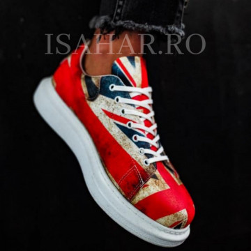 Pantofi sport barbati, cu imprimeu colorat si talpa din spuma, ISAHAR