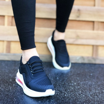 Pantofi sport barbati, negri, inchidere siret, cu talpa AIR MAX, ISAHAR