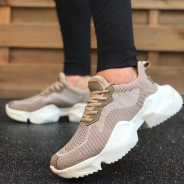 Pantofi sport bej, talpa usoara spuma, model premium, ISAHAR