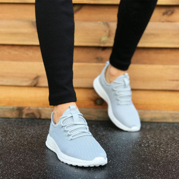 Pantofi sport gri, cu siret si talpa flexibila din spuma