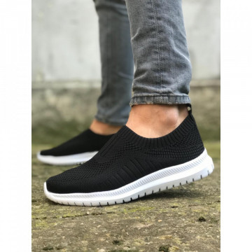 Pantofi sport negri, cu talpa flexibila din spuma, fara siret