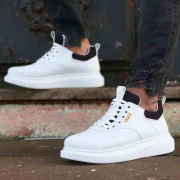 Sneakers barbati premium, albi, talpa din spuma cusuta, model SNK, ISAHAR