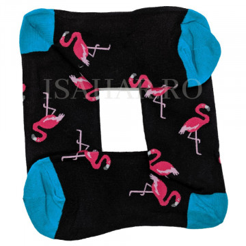 Sosete din bumbac premium, model flamingo roz , calitate superioara, ISAHAR