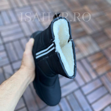 Ghete barbati inalte , model casual negre imblanite si impermeabile, Isahar