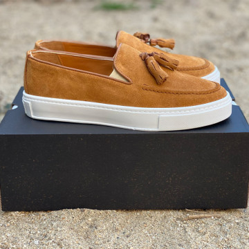 Mocasini barbati, 100% piele naturala intoarsa, maro, casual, ISAHAR